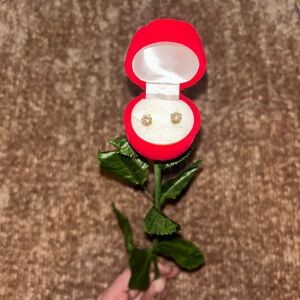 Cubic Zirconia Stud Earrings in Velvet Rose Jewelry Box